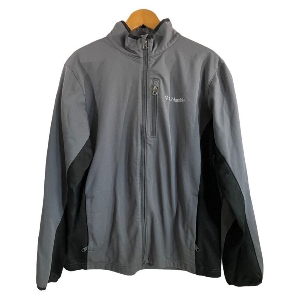 Columbia Mens L Omni-Heat Thermal Comfort Jacket Coat Gray/Black Polyester Zip